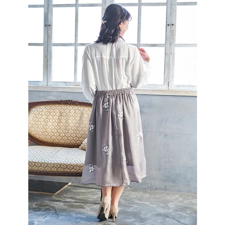 花柄刺繍オーガンジースカート | Re-J＆SUPURE | 詳細画像8 