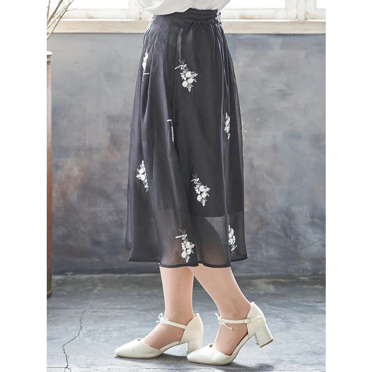 花柄刺繍オーガンジースカート | Re-J＆SUPURE | 詳細画像14 