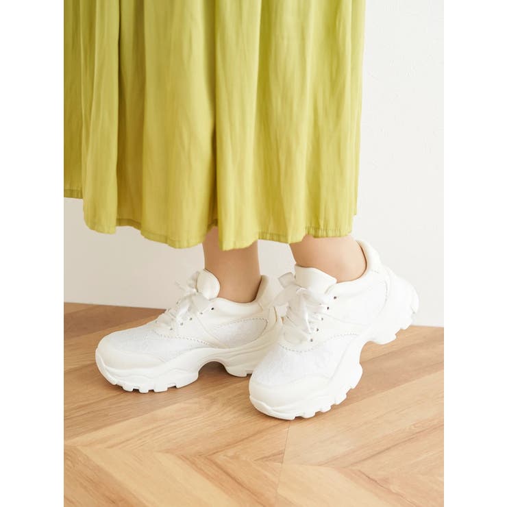 オフホワイト | 【masyugirl/マシュガール】フラワーレース厚底スニーカー | Re-J＆SUPURE