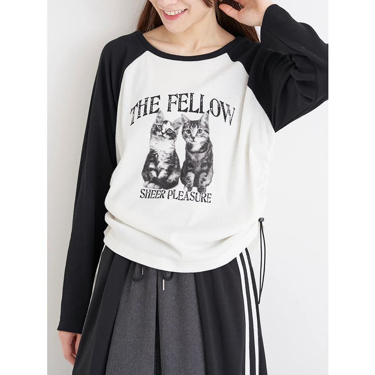 ネコプリント ラグランリブロングTシャツ | Re-J＆SUPURE | 詳細画像3 