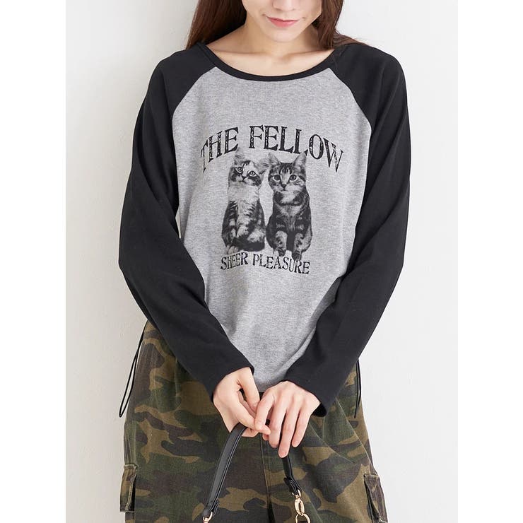 ネコプリント ラグランリブロングTシャツ | Re-J＆SUPURE | 詳細画像15 