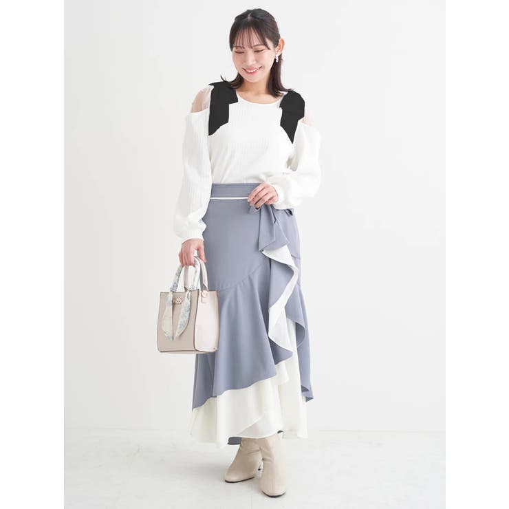 肩チュールシアーパール付きリボントップス | Re-J＆SUPURE | 詳細画像19 