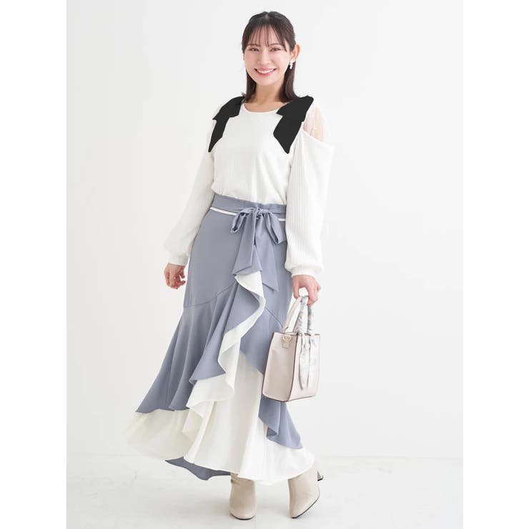 肩チュールシアーパール付きリボントップス | Re-J＆SUPURE | 詳細画像20 