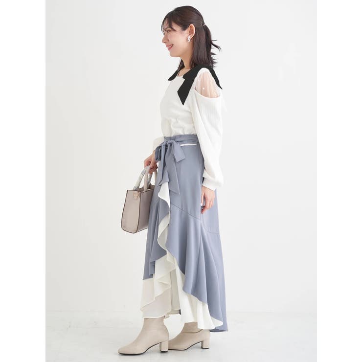 肩チュールシアーパール付きリボントップス | Re-J＆SUPURE | 詳細画像21 