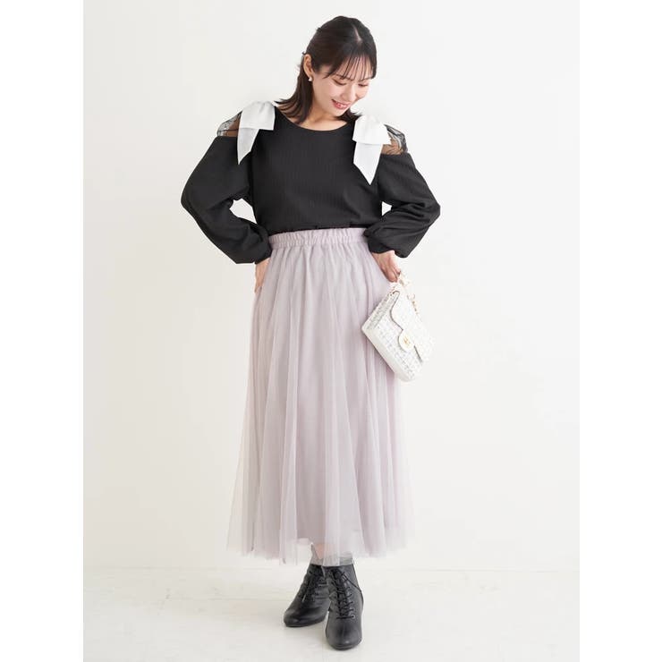 肩チュールシアーパール付きリボントップス | Re-J＆SUPURE | 詳細画像26 