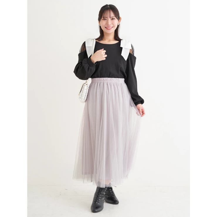 肩チュールシアーパール付きリボントップス | Re-J＆SUPURE | 詳細画像27 