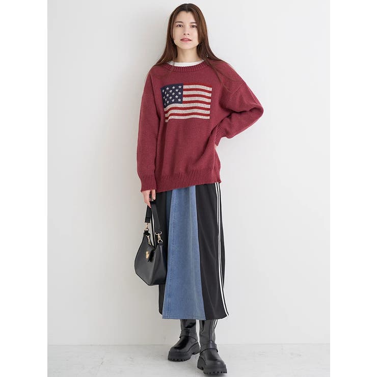 ポンチ×デニム切り替えサイドラインスカート | Re-J＆SUPURE | 詳細画像18 