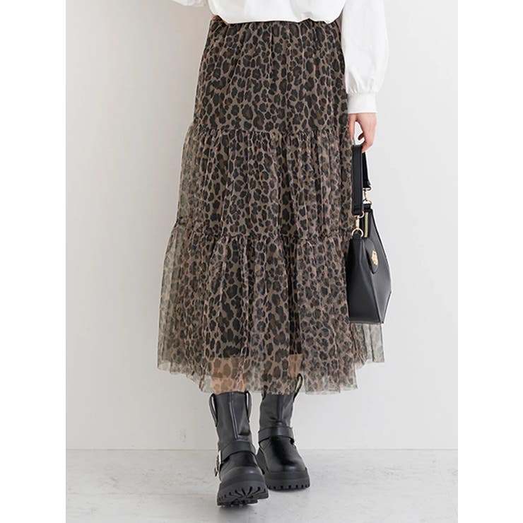 茶 | チュールティアードスカート（レオパード柄・迷彩柄） | Re-J＆SUPURE