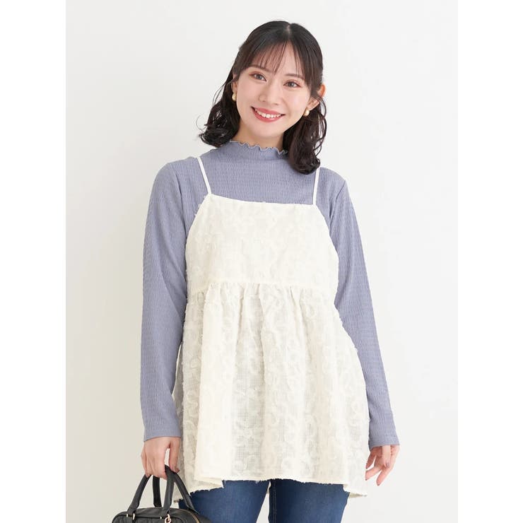 オフホワイト | 花柄刺繍オーガンジーキャミチュニック | Re-J＆SUPURE