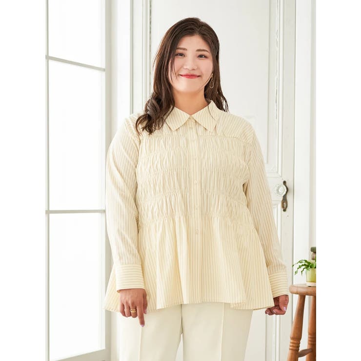 黄 | 【Sasaki Mikiコラボ】ストライプシャーリングブラウス | Re-J＆SUPURE