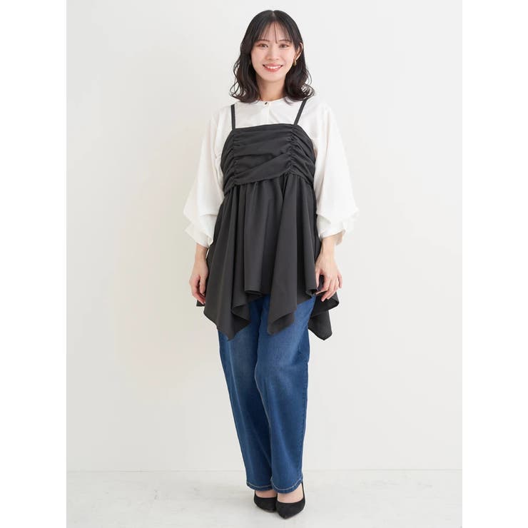 【WEB限定】シャーリングヘムキャミソール（無地・チェック柄） | Re-J＆SUPURE | 詳細画像6 