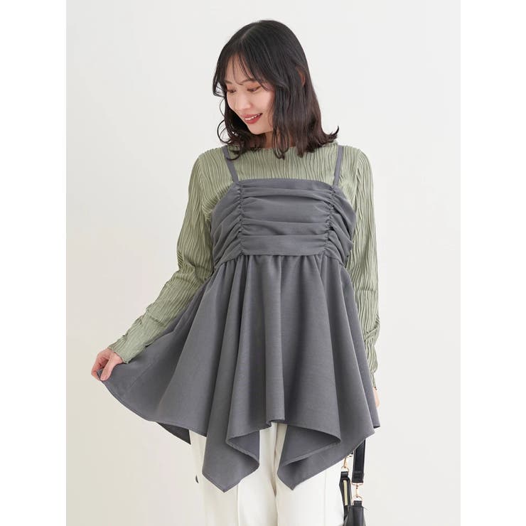 【WEB限定】シャーリングヘムキャミソール（無地・チェック柄） | Re-J＆SUPURE | 詳細画像11 