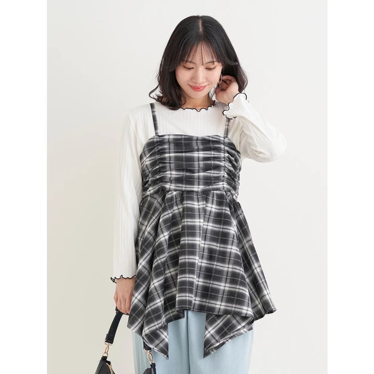 【WEB限定】シャーリングヘムキャミソール（無地・チェック柄） | Re-J＆SUPURE | 詳細画像15 