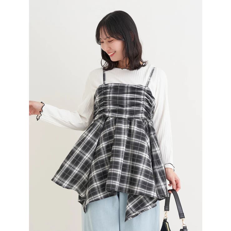 【WEB限定】シャーリングヘムキャミソール（無地・チェック柄） | Re-J＆SUPURE | 詳細画像16 