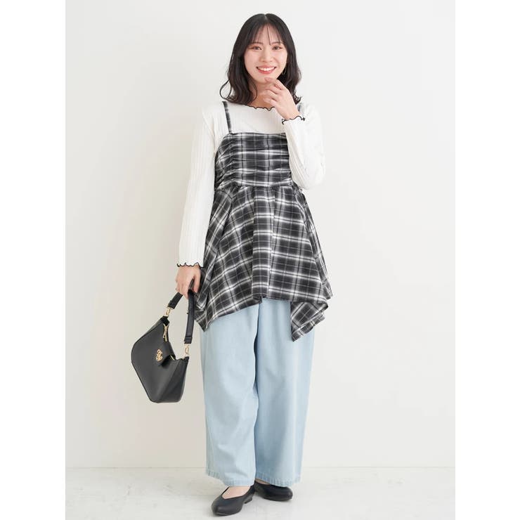 【WEB限定】シャーリングヘムキャミソール（無地・チェック柄） | Re-J＆SUPURE | 詳細画像17 