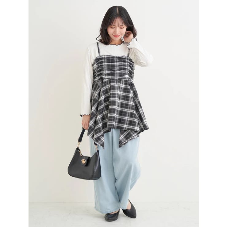 【WEB限定】シャーリングヘムキャミソール（無地・チェック柄） | Re-J＆SUPURE | 詳細画像18 