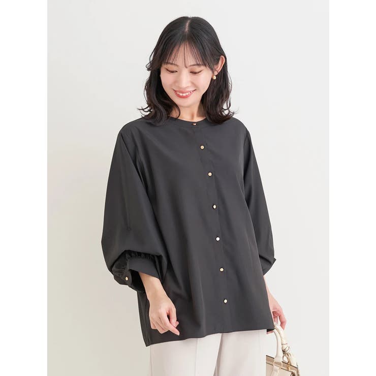 黒 | [2WAYスリーブ]ノーカラーシャツ | Re-J＆SUPURE