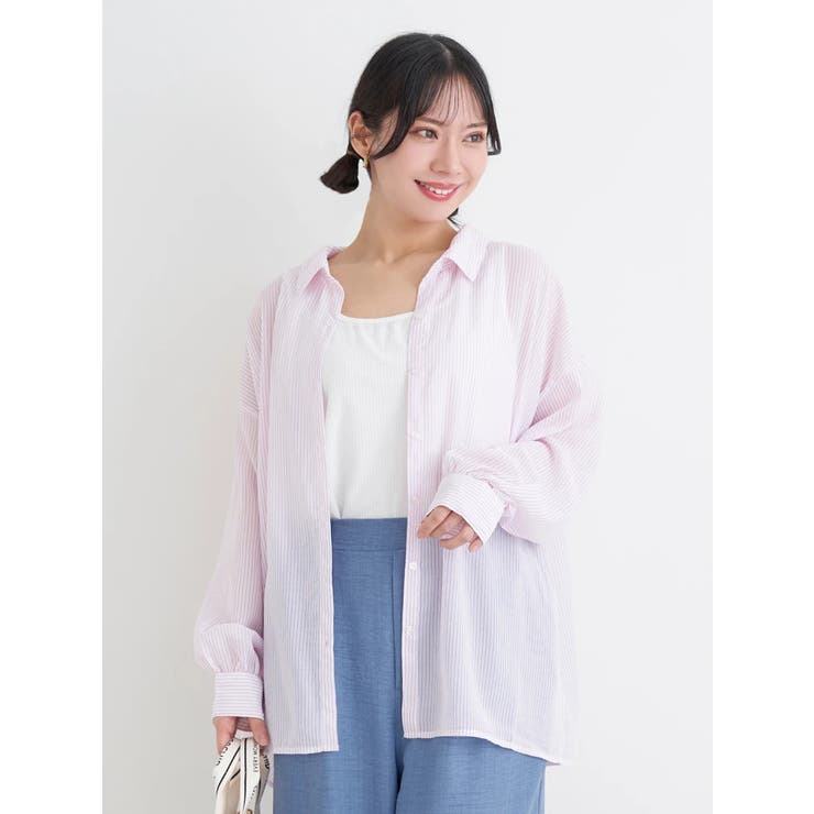 ピンク | [SET]ストライプ柄シアーシャツ×タンクトップ | Re-J＆SUPURE