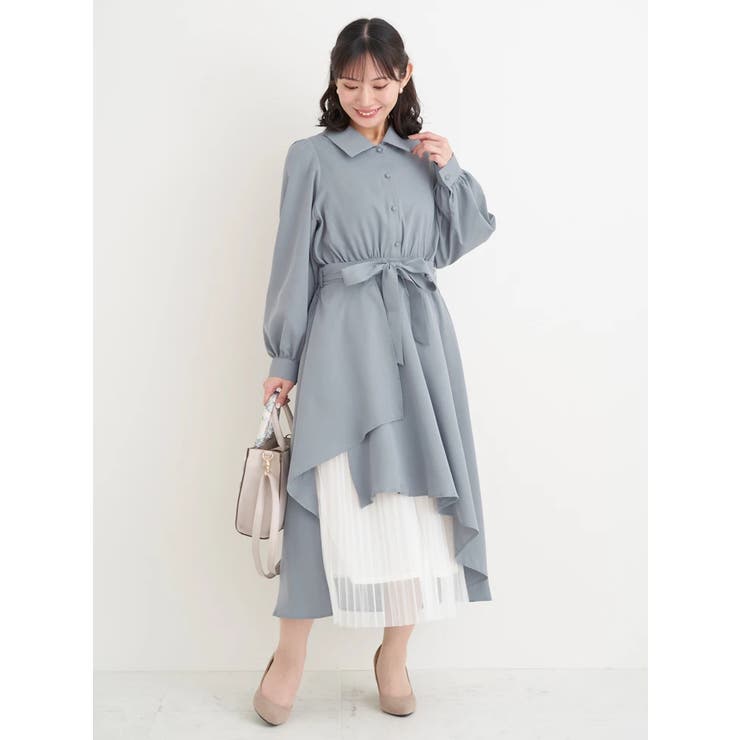 裾チュールアシメ切り替えシャツワンピース | Re-J＆SUPURE | 詳細画像1 
