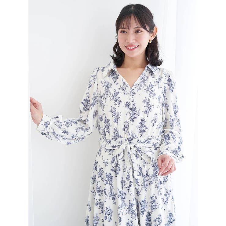 裾チュールアシメ切り替え花柄シャツワンピース | Re-J＆SUPURE | 詳細画像8 