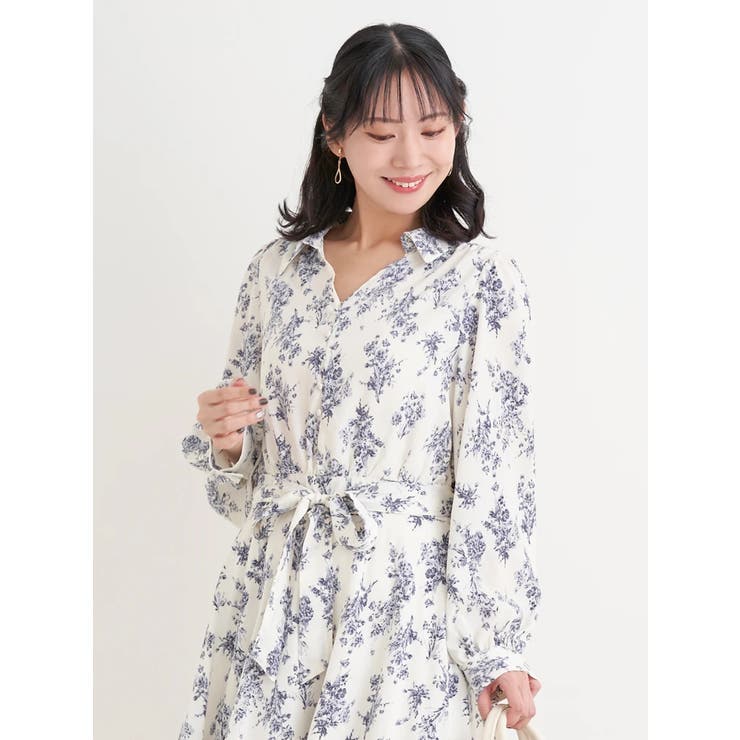 裾チュールアシメ切り替え花柄シャツワンピース | Re-J＆SUPURE | 詳細画像11 