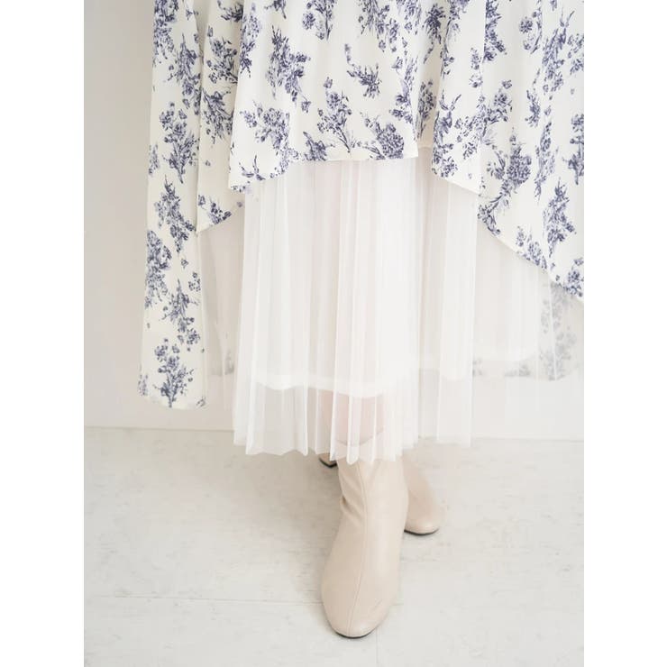 裾チュールアシメ切り替え花柄シャツワンピース | Re-J＆SUPURE | 詳細画像13 