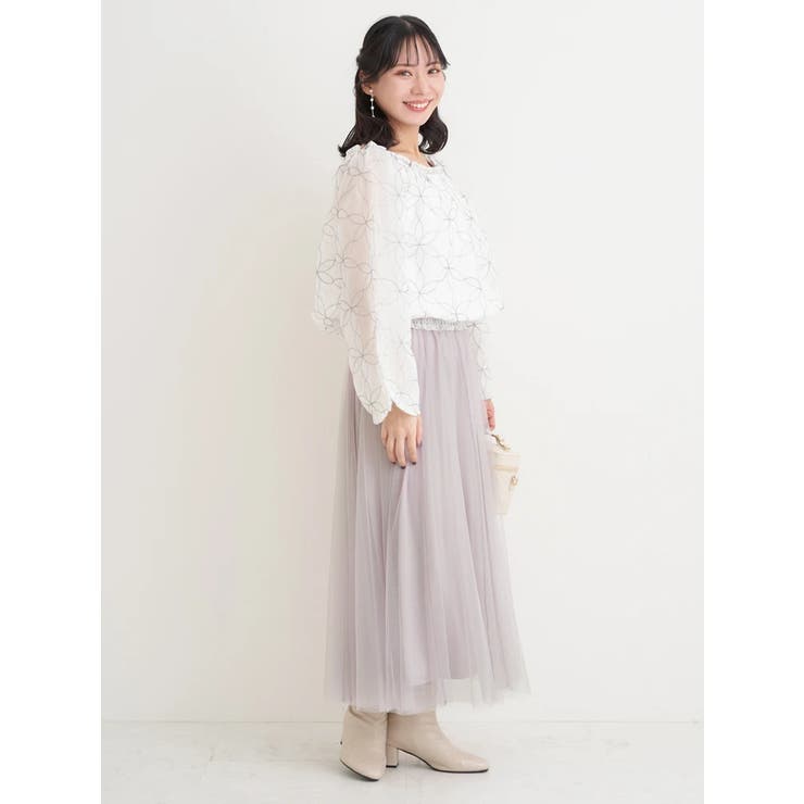 【WEB限定】フラワーラメ刺繍オフショルブラウス | Re-J＆SUPURE | 詳細画像8 