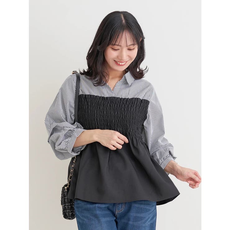 シャツドッキングトップス(無地/ストライプ柄/チェック柄) | Re-J＆SUPURE | 詳細画像1 