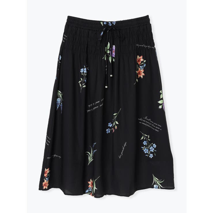 黒 | 花柄プリントフレアスカート | Re-J＆SUPURE