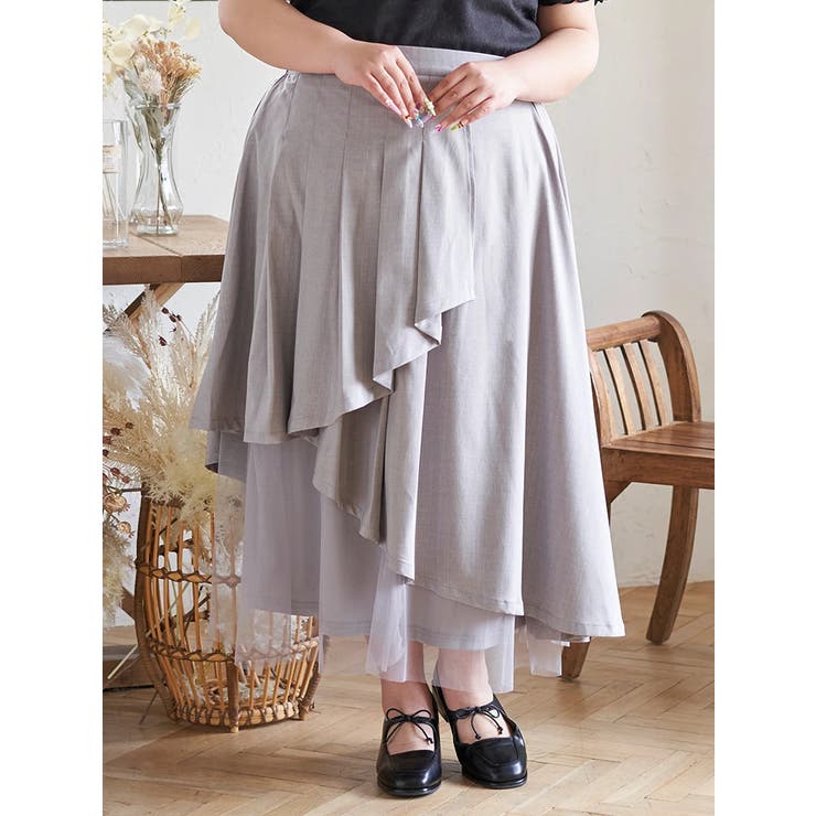 【Kannaコラボ】プリーツ×チュールラッフルスカート | Re-J＆SUPURE | 詳細画像3 