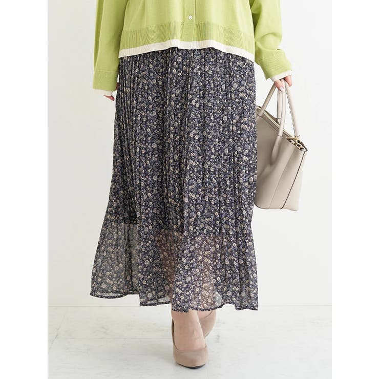 黒 | 花柄アソートプリーツスカート | Re-J＆SUPURE