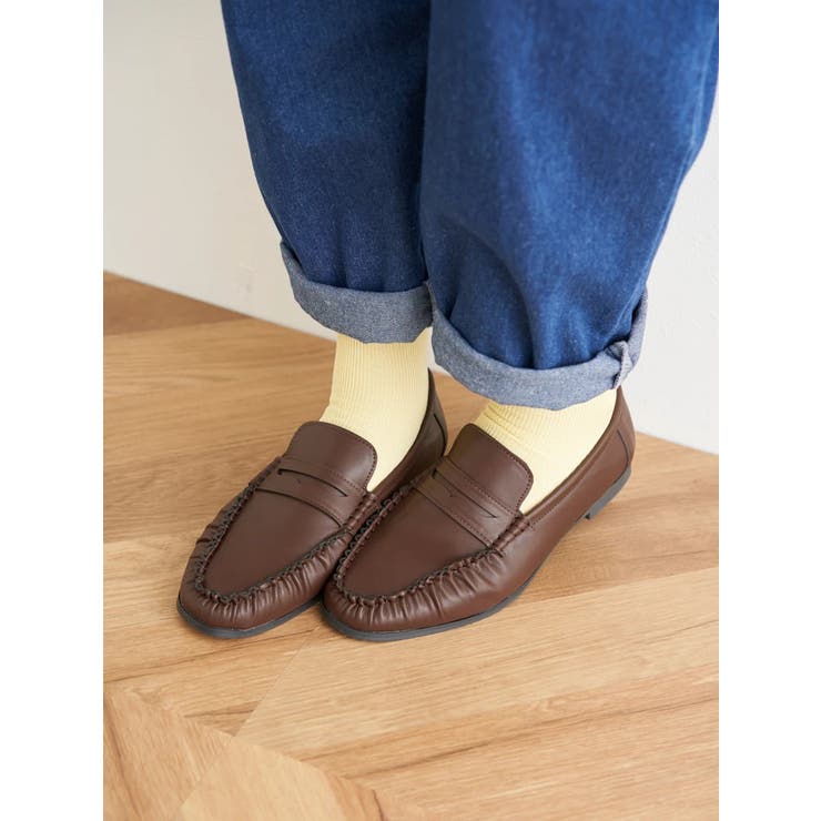 茶 | 【la farfa SHOES/ラ・ファーファシューズ】ギャザーローファー | Re-J＆SUPURE