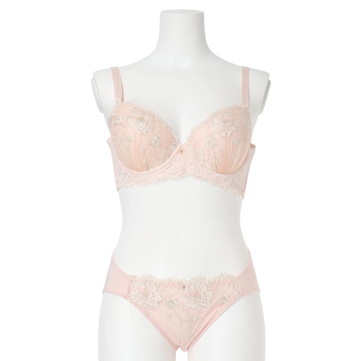 ピンク | 【脇高】[D85-H95］ロマンティックレースブラ＆ショーツ(モールドカップ) | Re-J＆SUPURE
