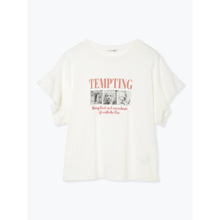 オフホワイト | 【接触冷感・UVカット】袖フリルフォトプリントTシャツ | Re-J＆SUPURE