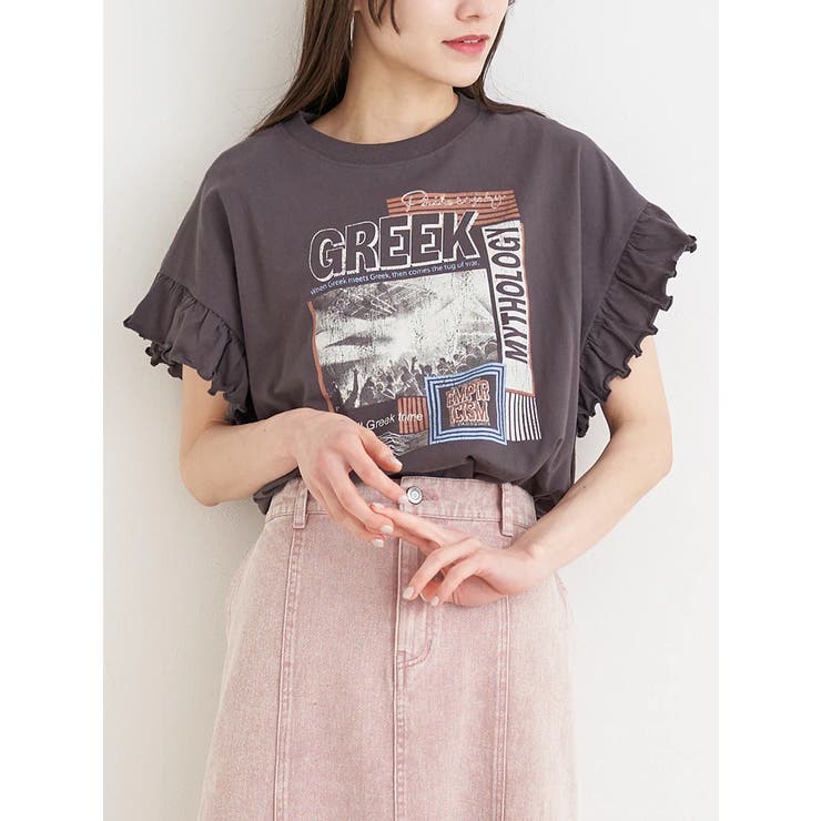 濃グレー | 袖フリルバンドTシャツ | Re-J＆SUPURE