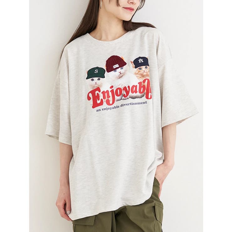 アイボリー | ミニ裏毛帽子ネコTシャツ | Re-J＆SUPURE