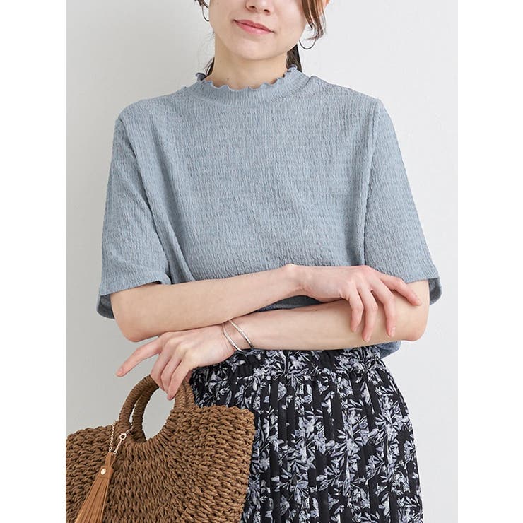 青 | カットシャーリングプチハイネックトップス | Re-J＆SUPURE
