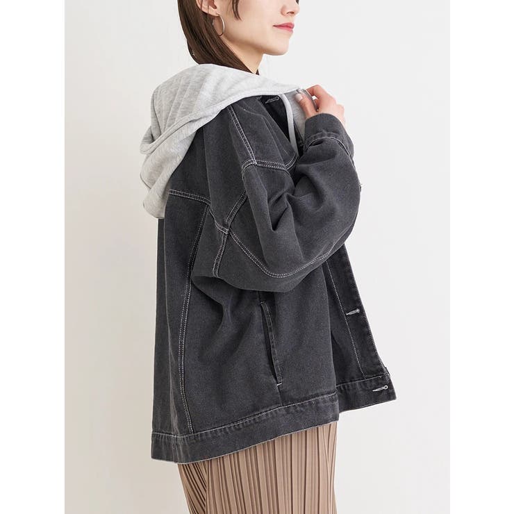 パーカーレイヤード風デニムジャケット | Re-J＆SUPURE | 詳細画像3 