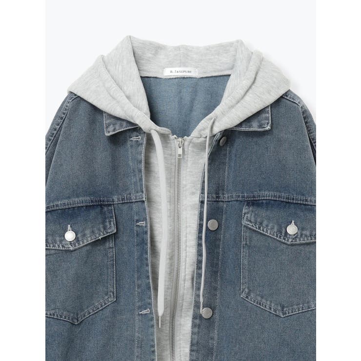 パーカーレイヤード風デニムジャケット | Re-J＆SUPURE | 詳細画像12 