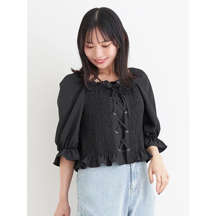 シャーリングレースアップブラウス | Re-J＆SUPURE | 詳細画像11 