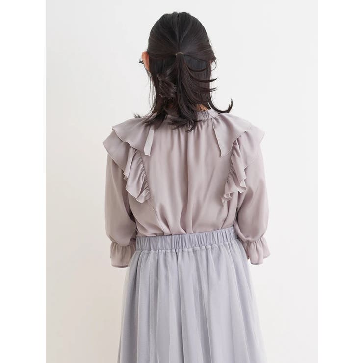 【WEB限定】２段フリルサテンブラウス | Re-J＆SUPURE | 詳細画像4 