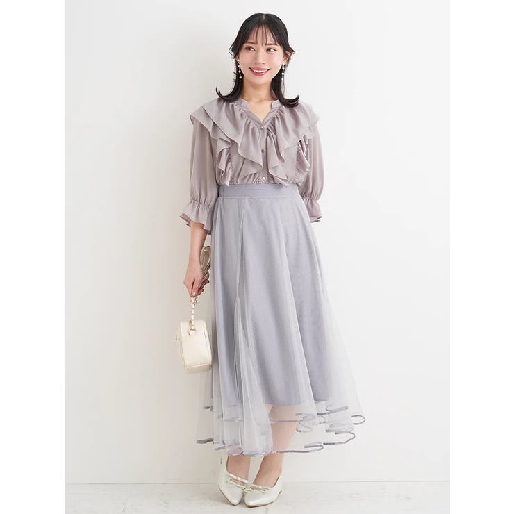 【WEB限定】２段フリルサテンブラウス | Re-J＆SUPURE | 詳細画像5 