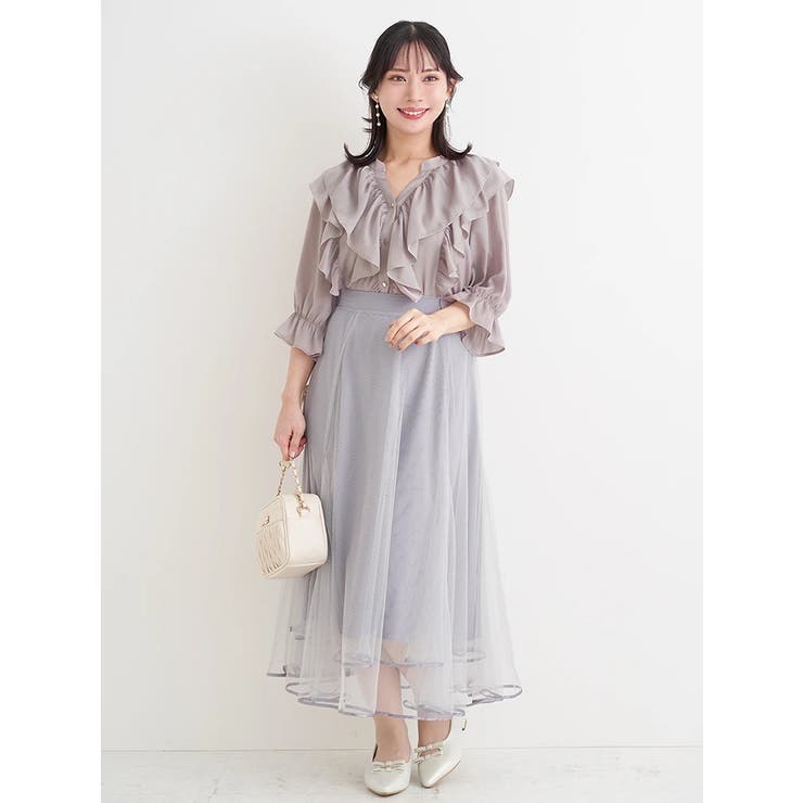 【WEB限定】２段フリルサテンブラウス | Re-J＆SUPURE | 詳細画像7 