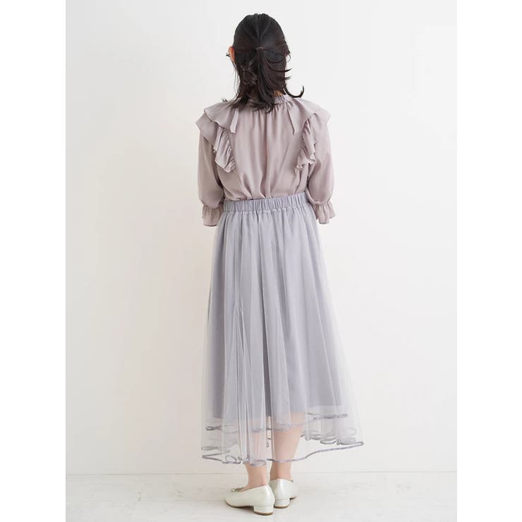 【WEB限定】２段フリルサテンブラウス | Re-J＆SUPURE | 詳細画像9 