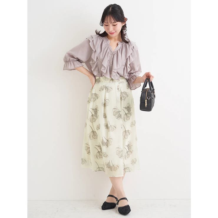 【WEB限定】２段フリルサテンブラウス | Re-J＆SUPURE | 詳細画像10 