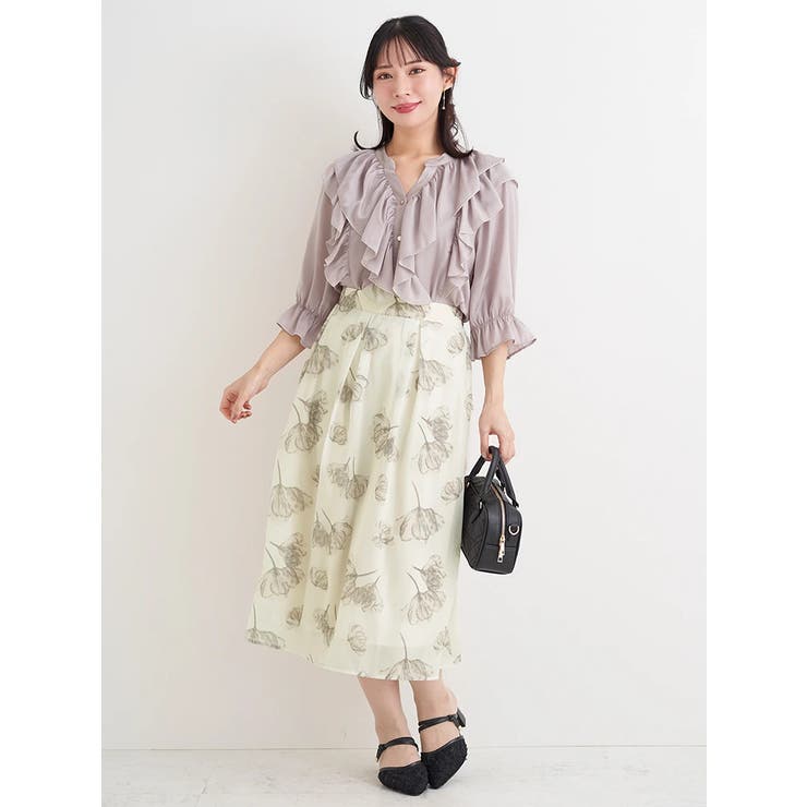 【WEB限定】２段フリルサテンブラウス | Re-J＆SUPURE | 詳細画像11 