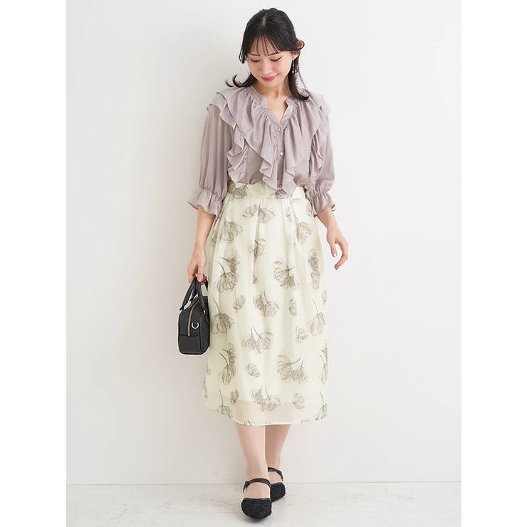 【WEB限定】２段フリルサテンブラウス | Re-J＆SUPURE | 詳細画像12 