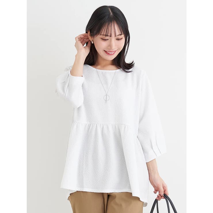 アクセサリー付き７分袖ぺプラムプルオーバー | Re-J＆SUPURE | 詳細画像2 