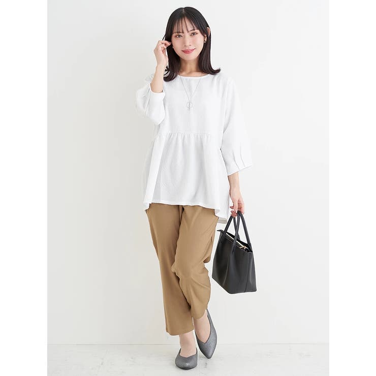 アクセサリー付き７分袖ぺプラムプルオーバー | Re-J＆SUPURE | 詳細画像5 