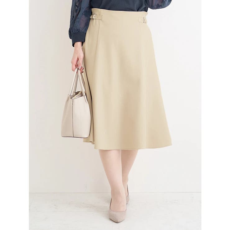ベージュ | サイドバックルミディ丈スカート | Re-J＆SUPURE